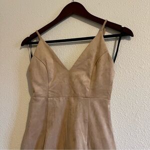 NWT Forever 21 Contemporary Tan Suede Mini Short Bodycon Spaghetti Strap Dress S